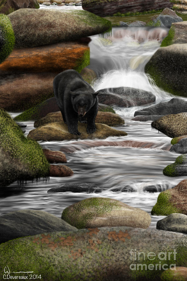 Bear Digital Art - Fishin Hole by Chuck Devereaux Art