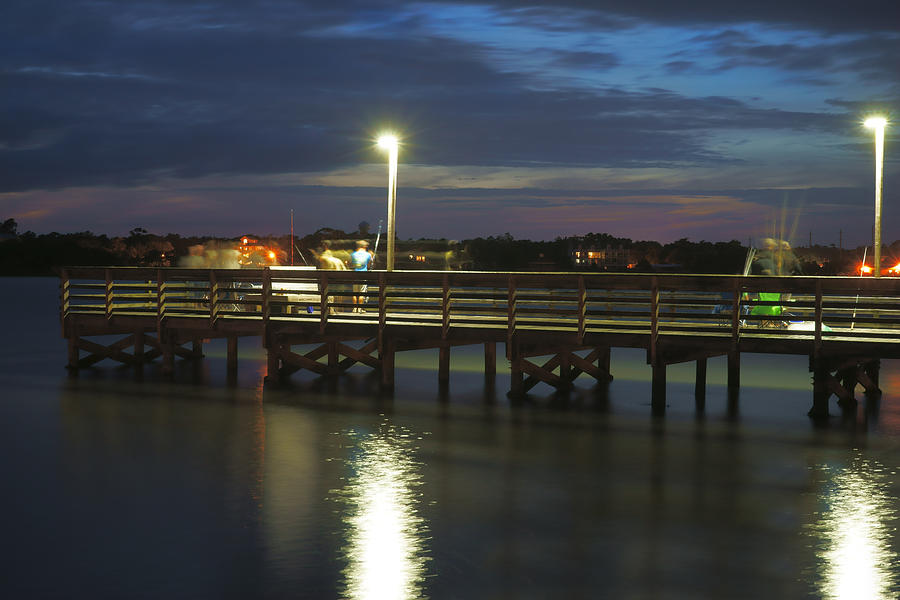 Fishing at Soundside Park in Surf City Photograph by Mike McGlothlen Fishing at Soundside Park in Surf City Photograph by Mike McGlothlen