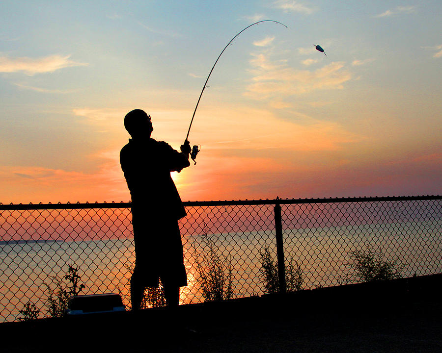 Sunset Photograph - Fishing at Sunset by Brian M Lumley