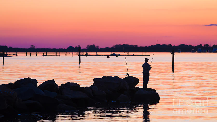 Sunset Photograph - Fishing at sunset by Edward Fielding