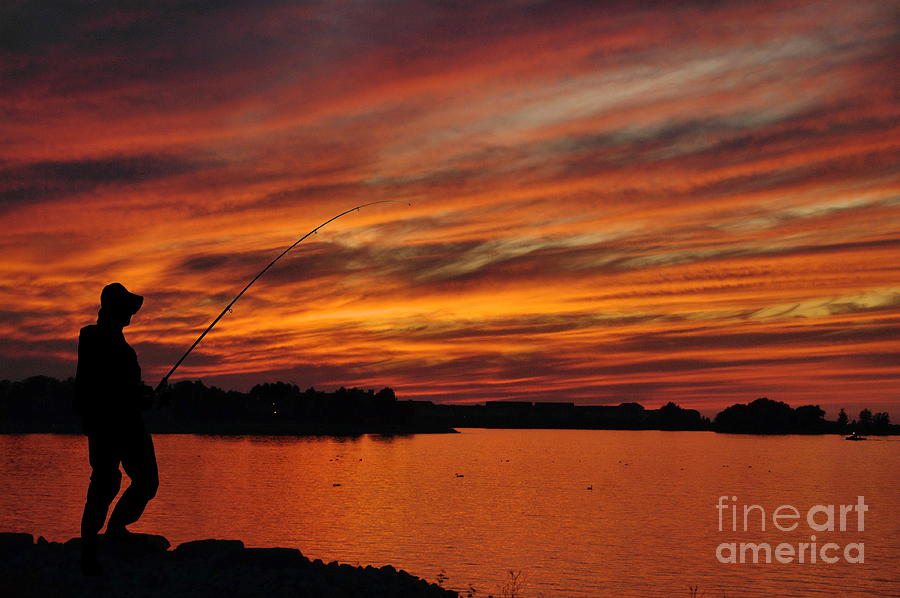 Fishing at Sunset No. One Photograph by Andrea Kollo
