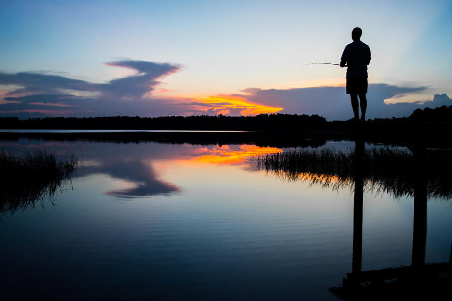 Nature Photograph - Fishing At Sunset by Parker Cunningham