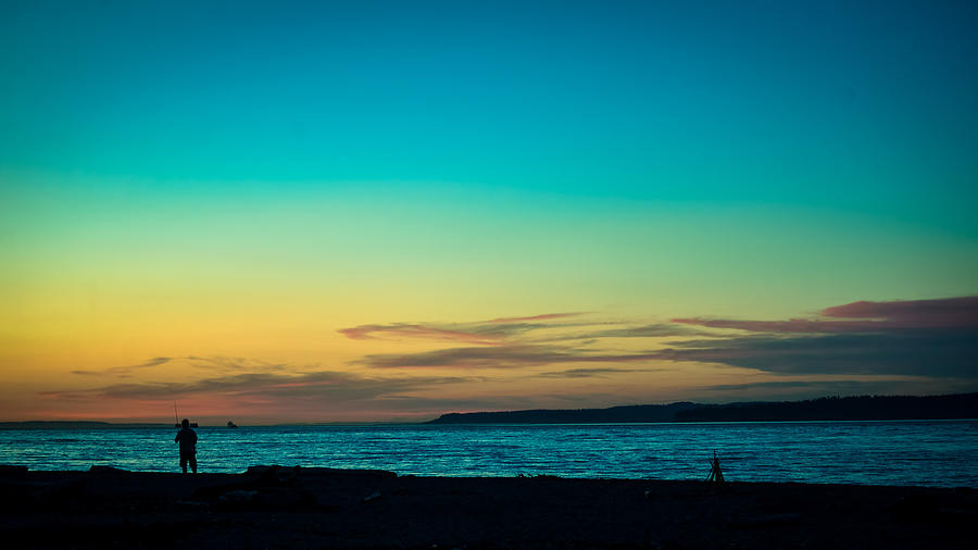 Fishing at Sunset Photograph by Ronda Broatch