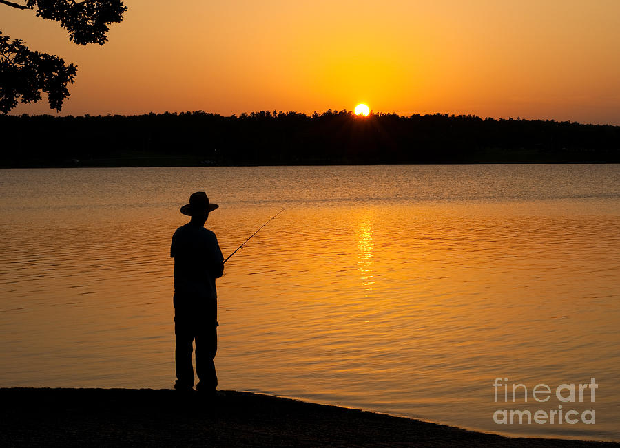 Fishing at Sunset Photograph by Sari ONeal
