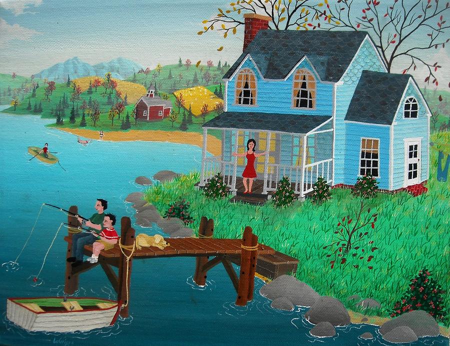 Fishing At The Dock Painting by Robert  Logrippo