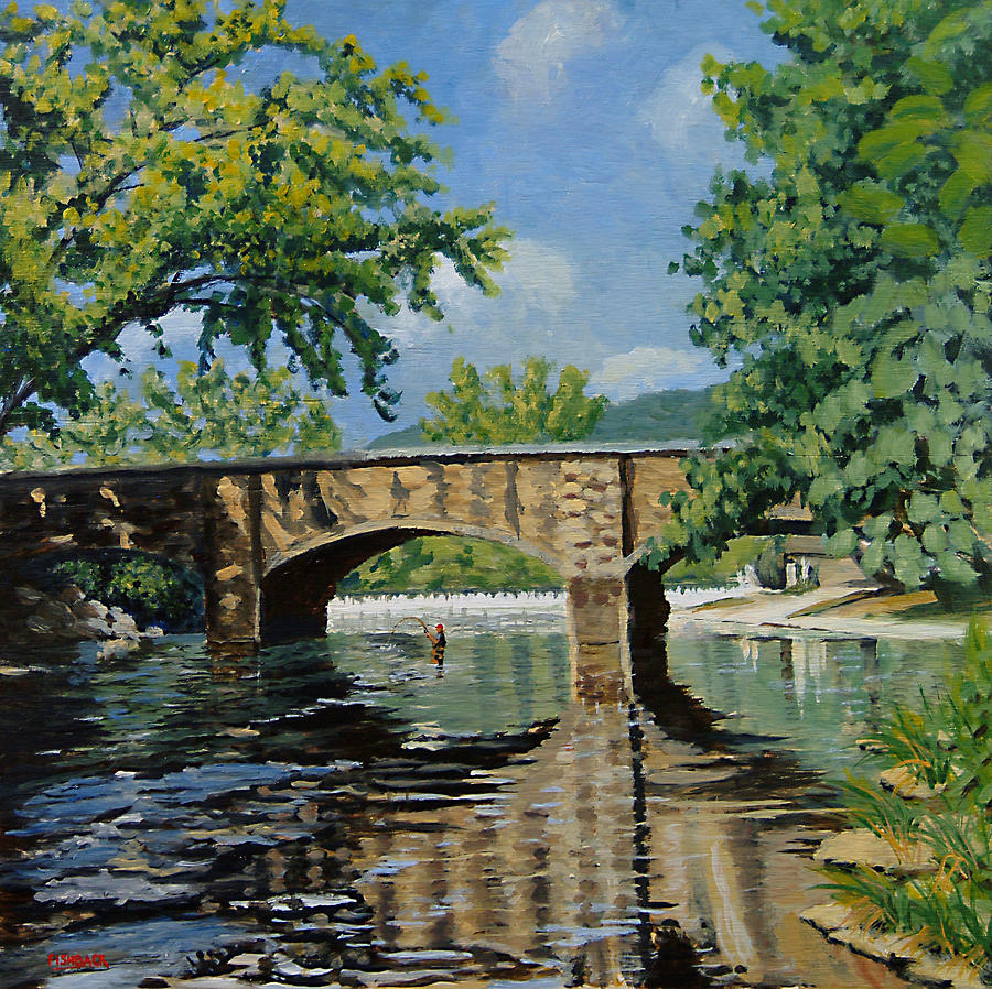 Fishing Bennett Springs Impressionistic Acrylic Painting Painting by ...