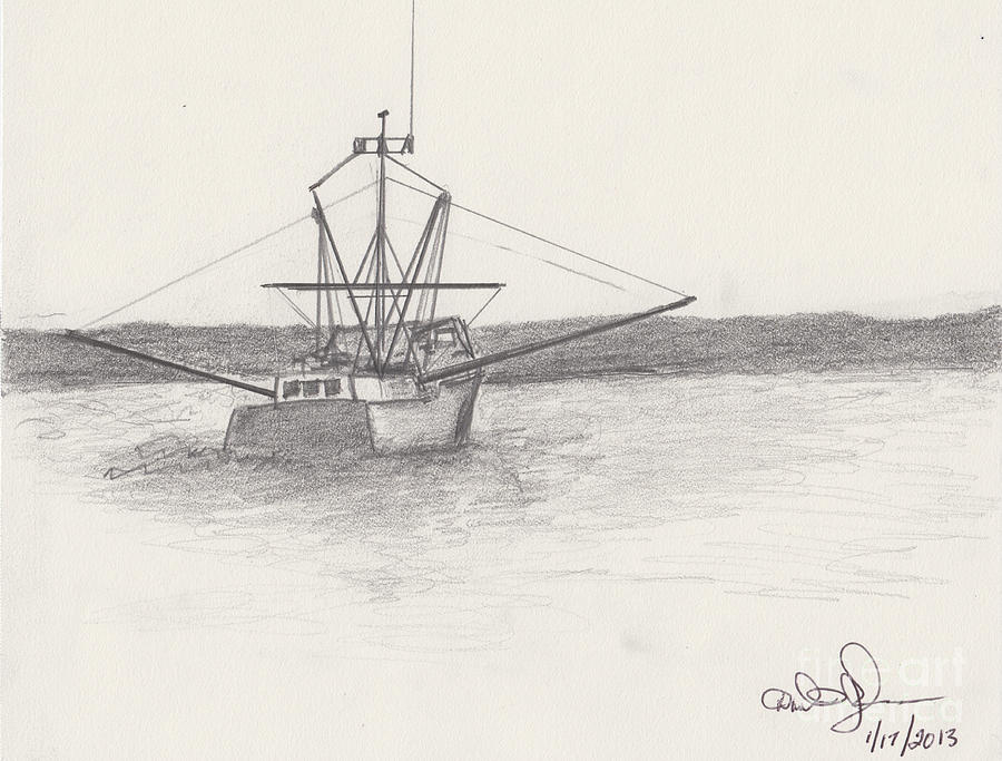 Fishing Boat Drawing by David Jackson