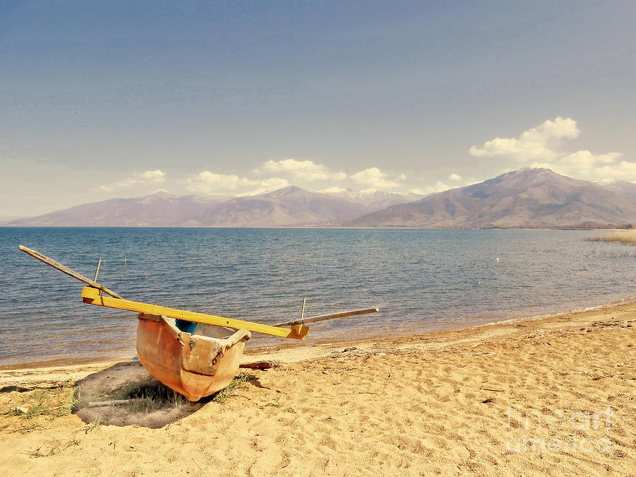 Mountain Photograph - Fishing Boat In A Plaz by Ioanna Papanikolaou
