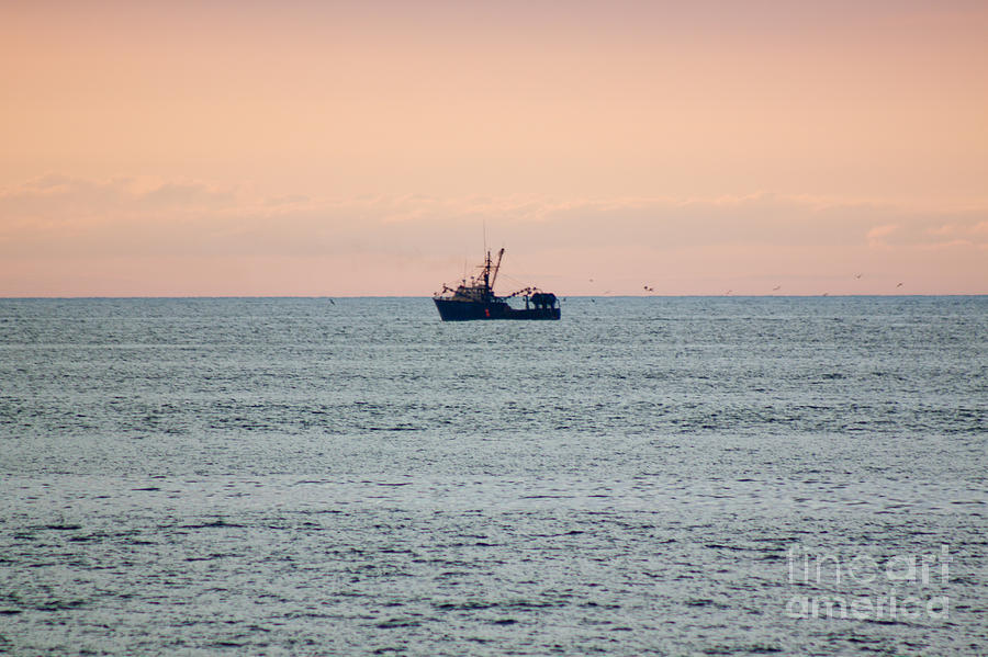 Fishing Boat in Cape Cod Bay at Dusk Photograph by Thomas Marchessault