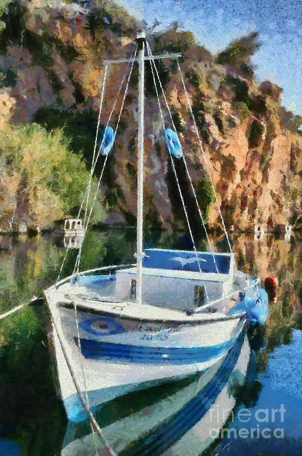 Fishing boat Painting by George Atsametakis