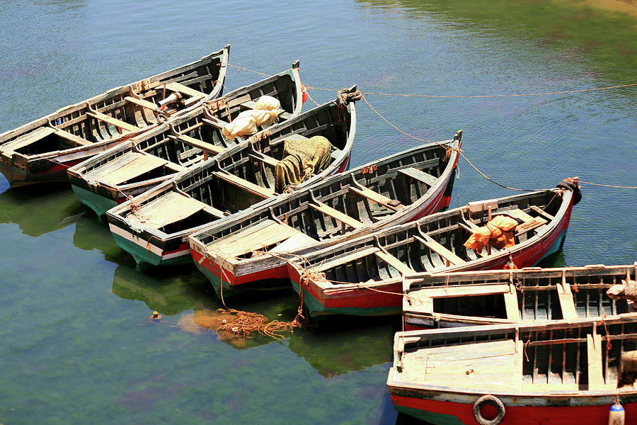Fishing Boats At Harbor, El Jadida - Photograph by Hisham Ibrahim