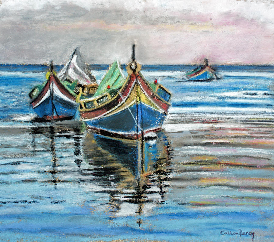 Fishing Boats At Rest Painting by Callan Art
