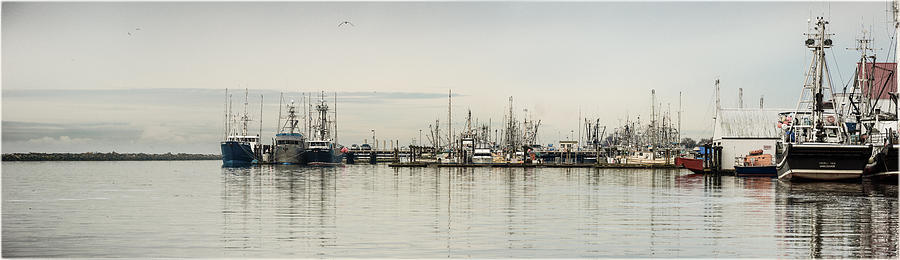 Fishing boats docked at Britannia Shipyard Richmond BC panorama Photograph by Peter V Quenter