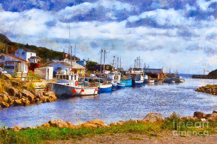 Fishing Boats in Petty Harbour in Newfoundland Photograph by Les Palenik