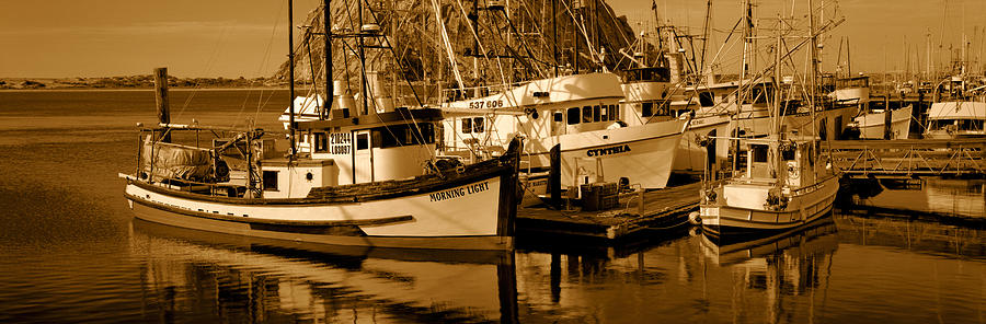Transportation Photograph - Fishing Boats In The Sea, Morro Bay by Panoramic Images