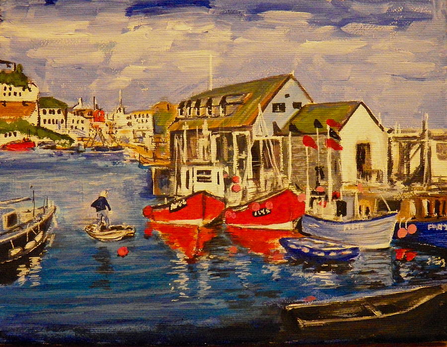 Seascape Painting - Fishing Boats by Jim Reale Seascape Painting - Fishing Boats by Jim Reale