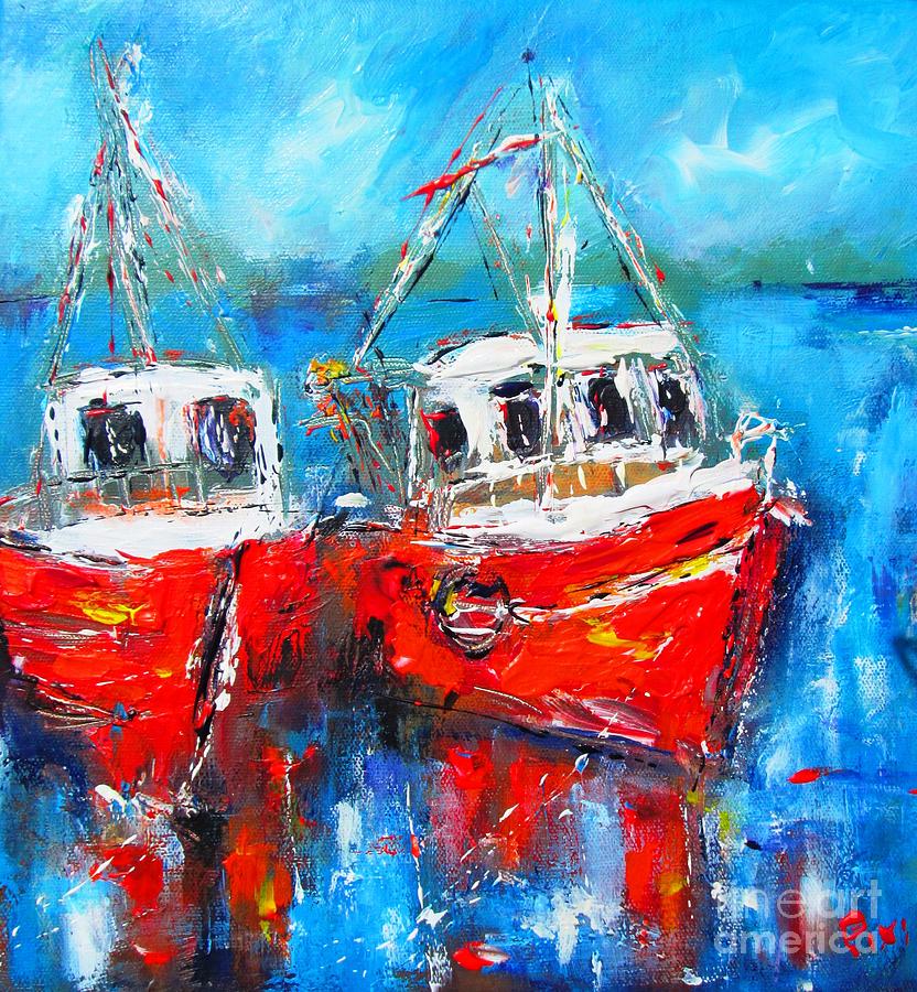 Fishing boats  Painting by Mary Cahalan Lee - aka PIXI