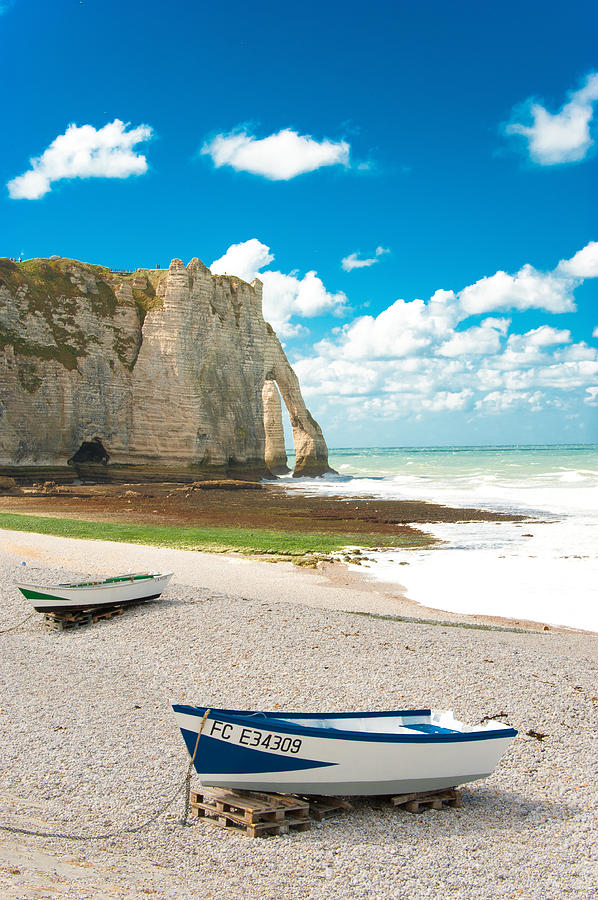Fishing Boats on the Beach at Etretat Photograph by Loriental Photography