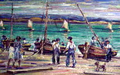 Fishing Boats Painting by Philip Corley