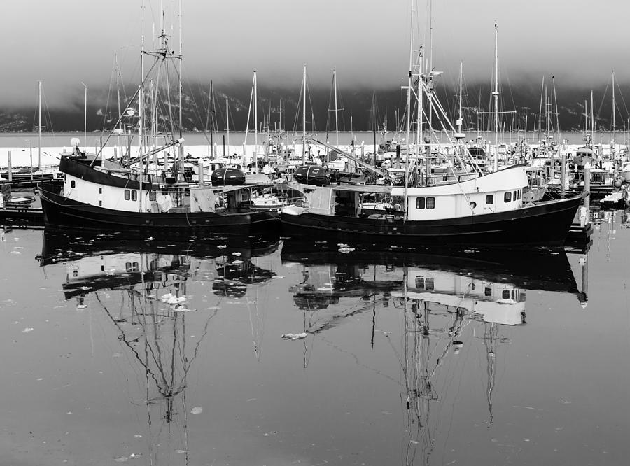 Fishing boats with Fog Photograph by Michele Cornelius
