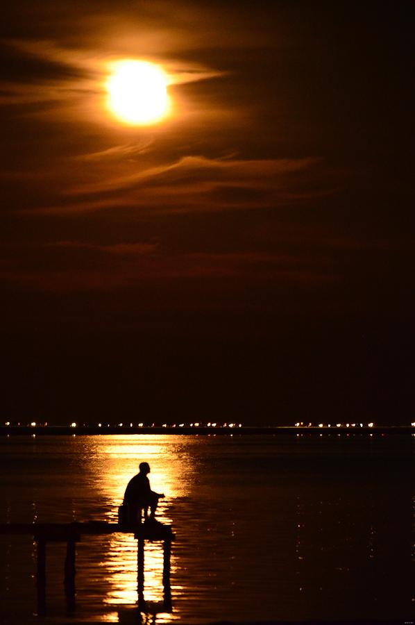 Fishing by Moonlight01 Photograph by Jeff at JSJ Photography