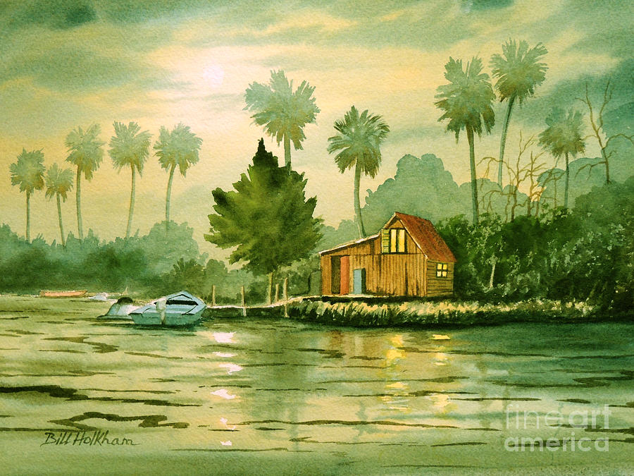 Fishing Cabin - Aucilla River Painting by Bill Holkham
