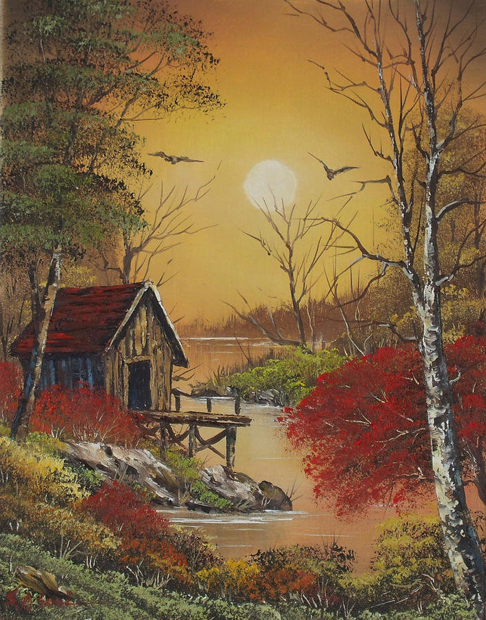 Landscape Painting - Fishing Cabin by Sead Pozegic