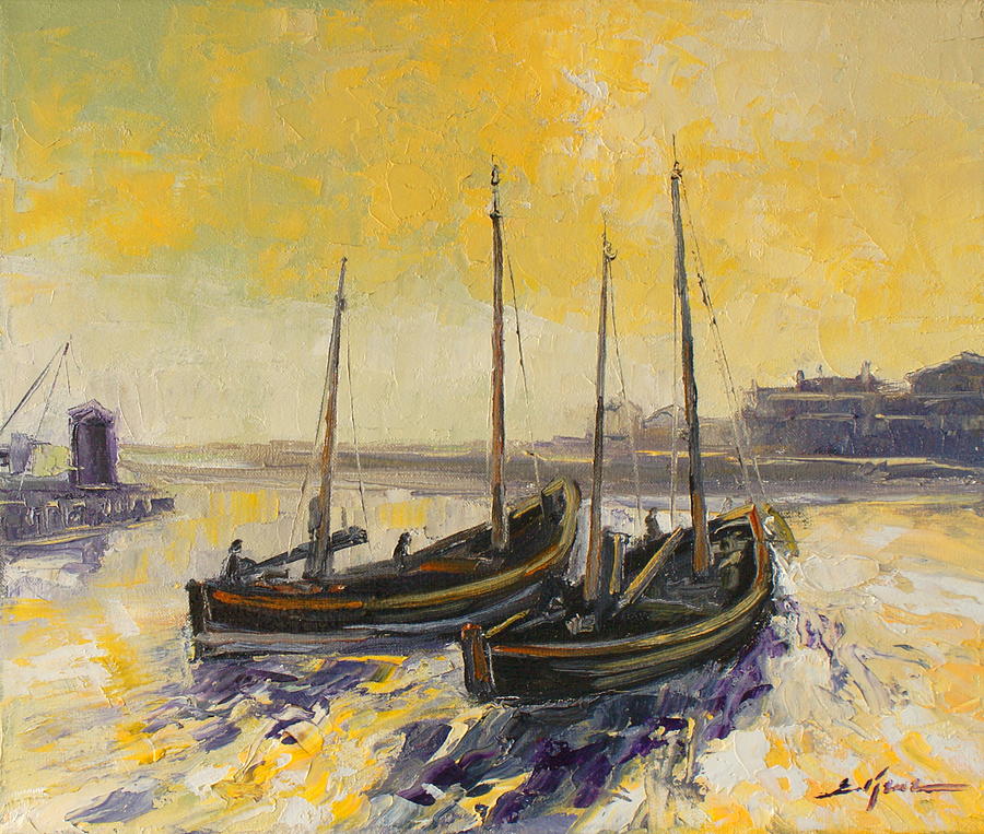 Fishing cutters from Yarmouth Painting by Luke Karcz