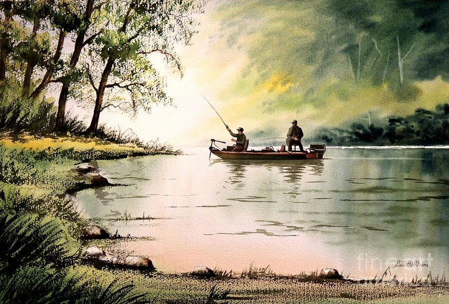 Fishing For Bass Greenbrier River Painting by Bill Holkham