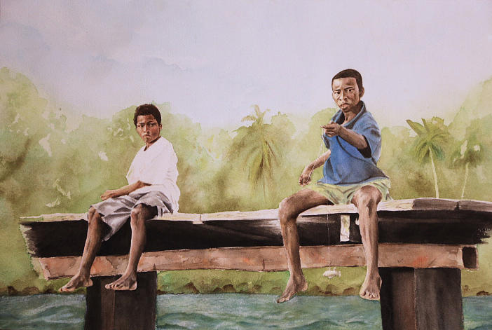Fishing in Panama Painting by Lindsey Weimer