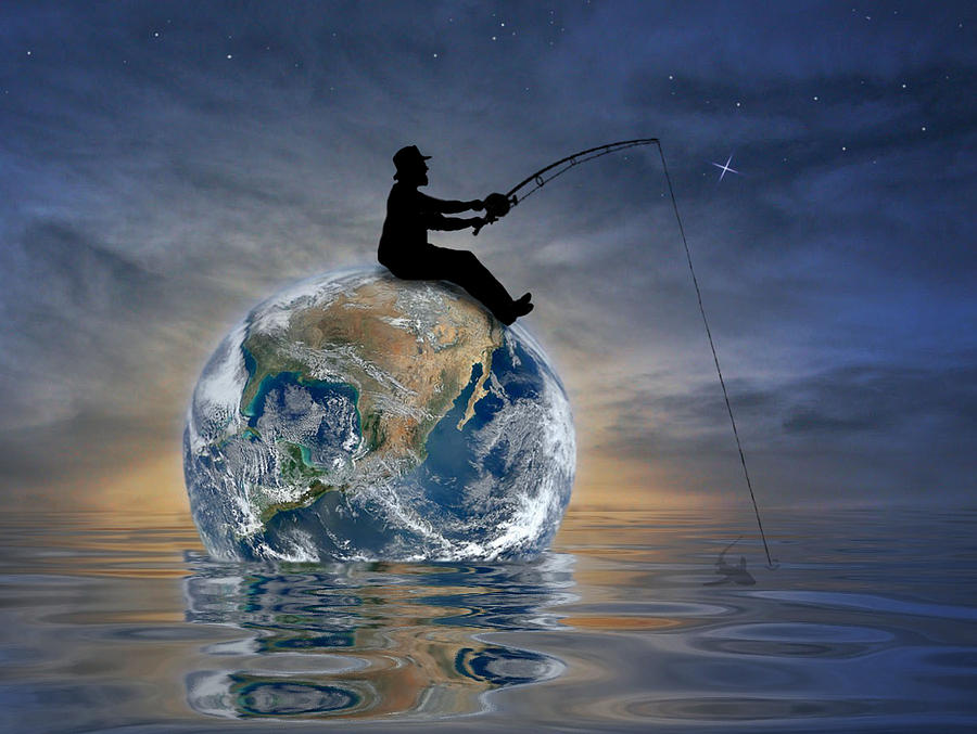 Fishing Is My World Digital Art by Nina Bradica