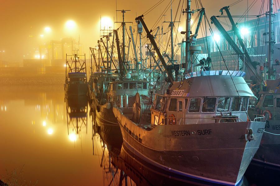 Fishing Port At Night Photograph by David Nunuk/science Photo Library