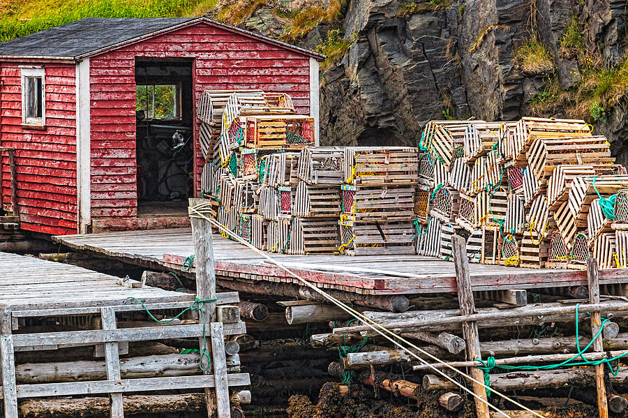 Fishing Shack and Lobster Traps Photograph by Perla Copernik