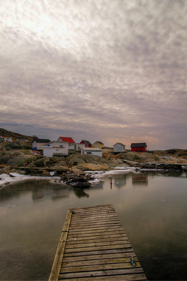 Fishing Sheds In A Winter Island Scenery Photograph by Johan Klovsjö