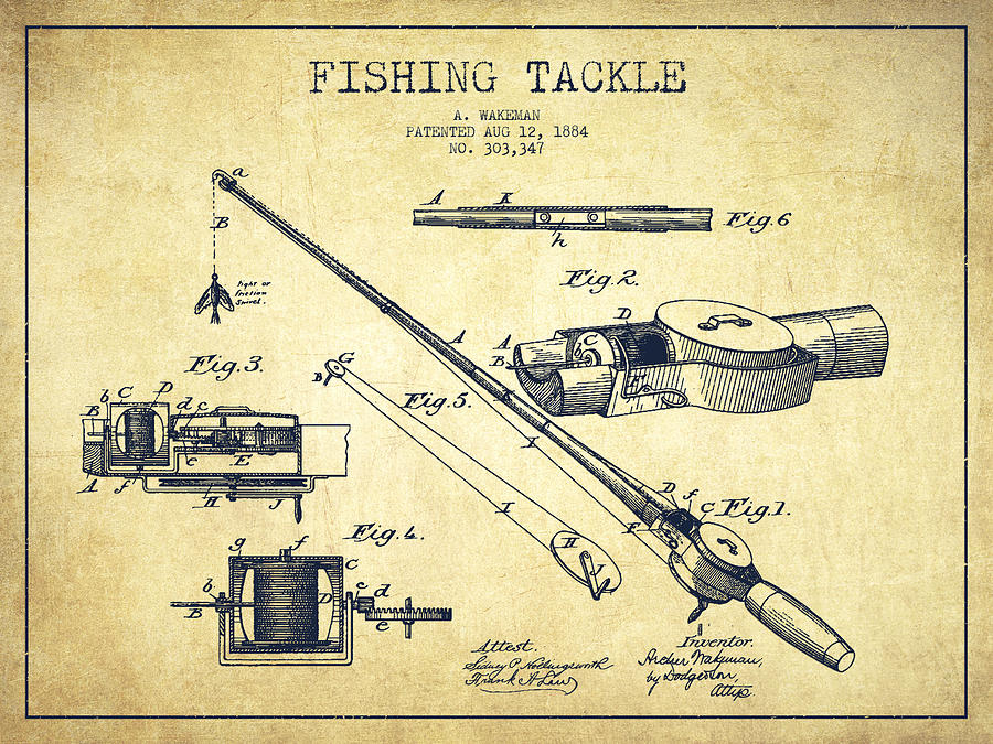 Fishing Tackle Digital Art - Fishing Tackle Patent From 1884 by Aged Pixel Fishing Tackle Digital Art - Fishing Tackle Patent From 1884 by Aged Pixel