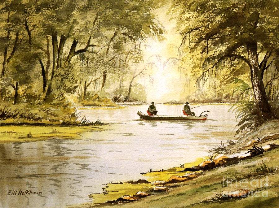 Fishing The Econfina River Painting by Bill Holkham