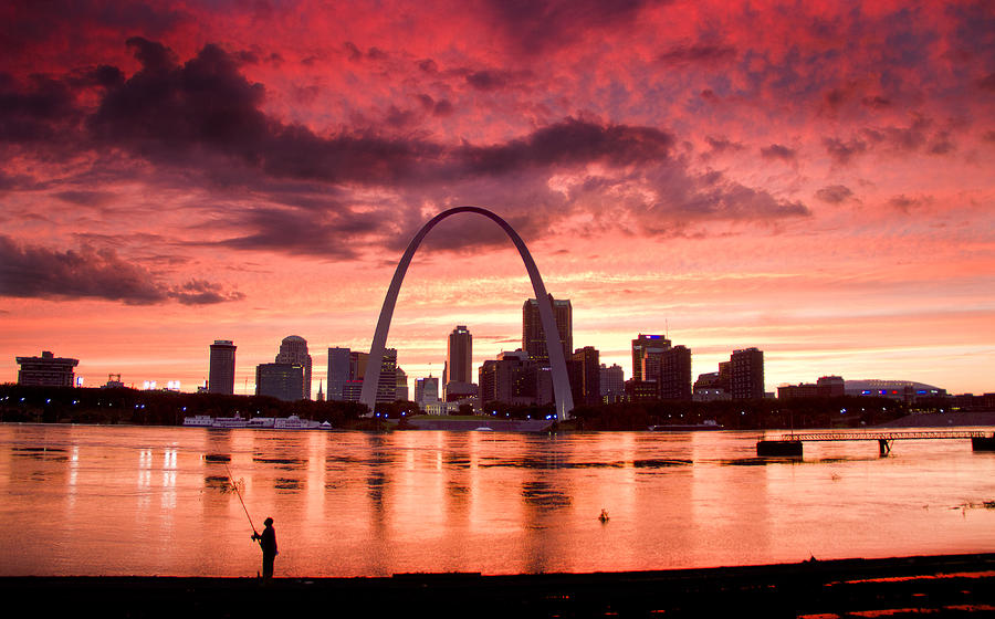 Fishing the Mississippi in St Louis Photograph by Garry McMichael