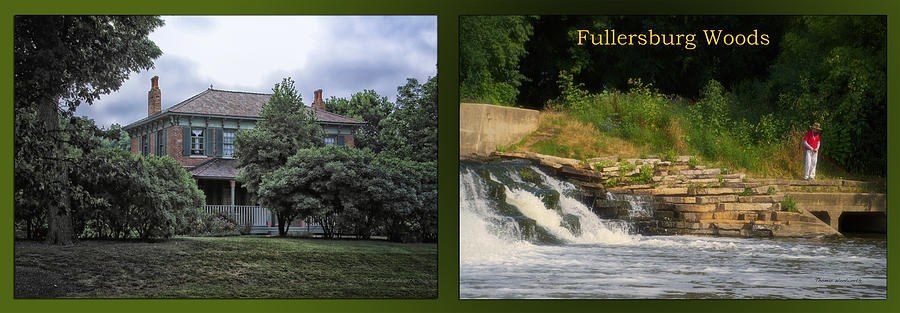Fishing The Spillway Italianate House Fullersburg Woods 2 Panel Photograph by Thomas Woolworth