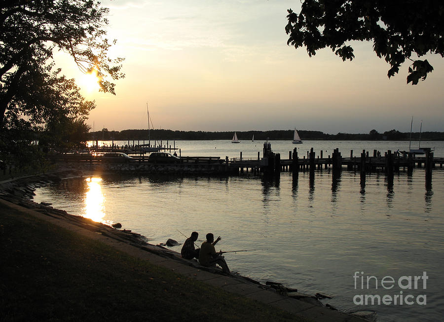 Fishing the Tred Avon at Twilight in Oxford Maryland Photograph by William Kuta
