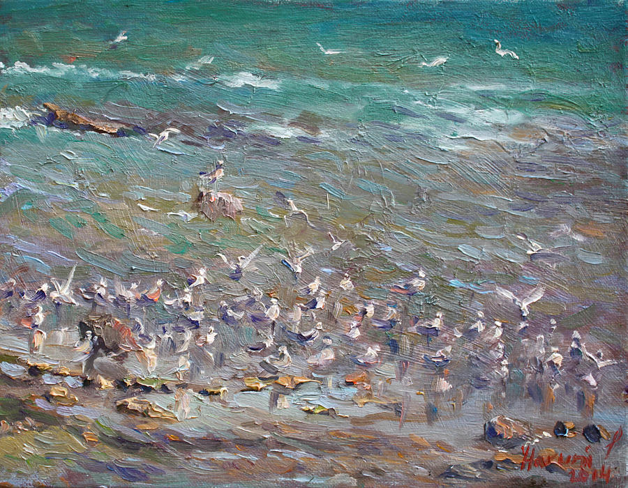 Seagull Painting - Fishing Time by Ylli Haruni