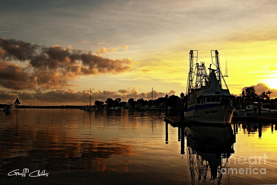 Fishing Trawler at Dawn. Photograph by Geoff Childs