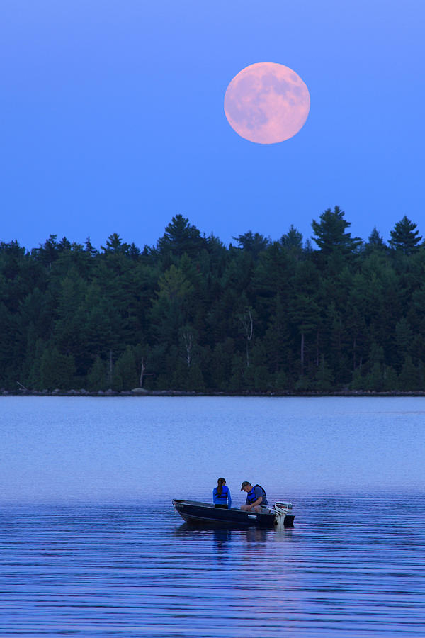 Fishing Under the Super Moon Photograph by Barbara West
