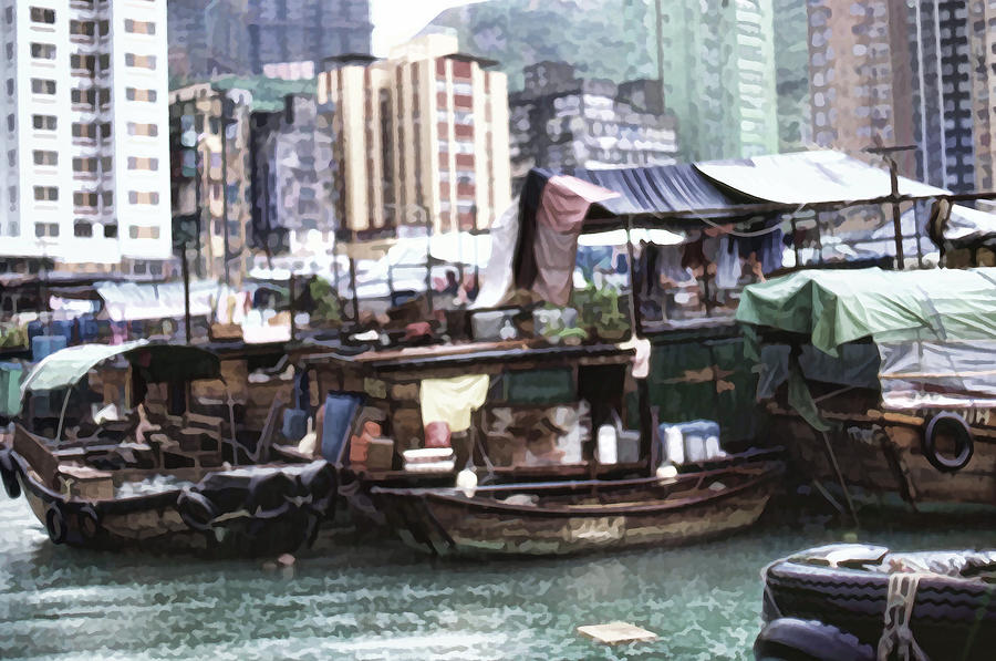 Fishing Village digital painting Photograph by Cathy Anderson