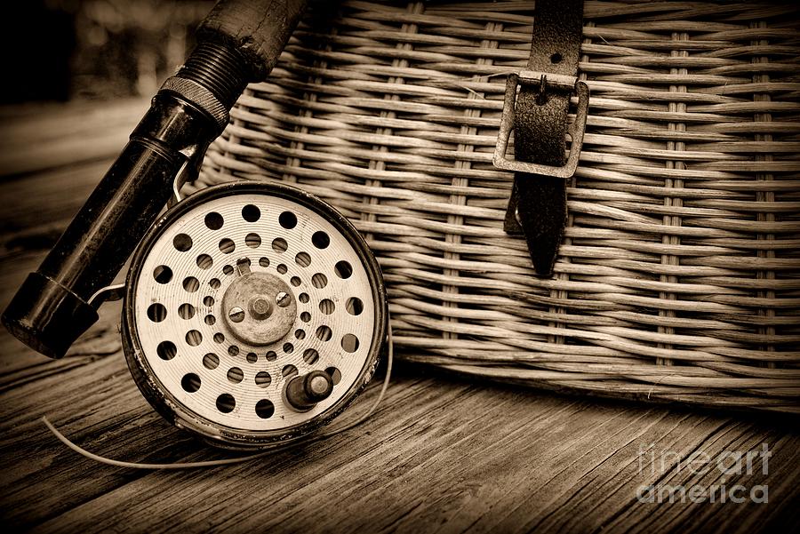 Fishing - Vintage Fly Fishing - black and white Photograph by Paul Ward -  Pixels