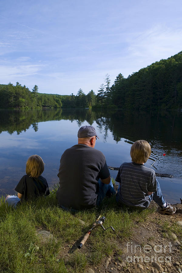 Sports Photograph - Fishing with Grandad by Diane Diederich