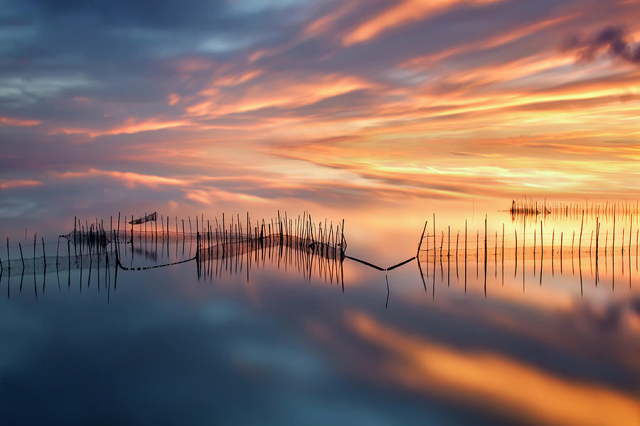 Sunset Photograph - Fishnets by Jose Beut