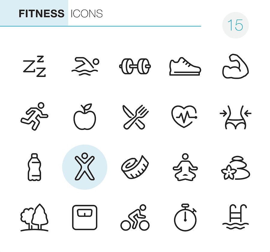 Fitness and Sport - Pixel Perfect icons Drawing by Lushik