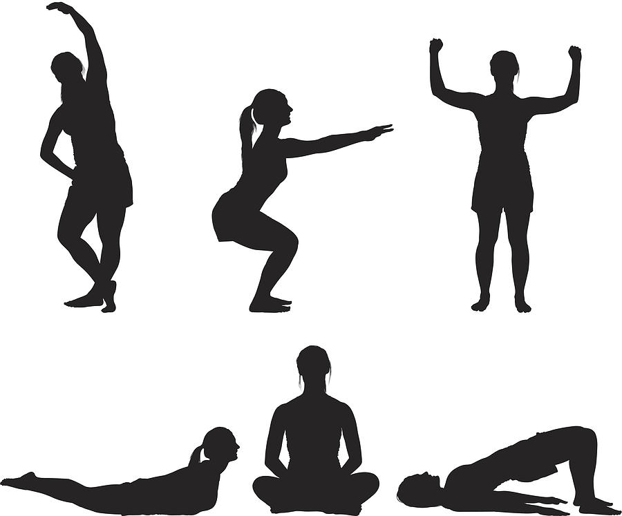 Fitness girl doing yoga silhouette Drawing by 4x6
