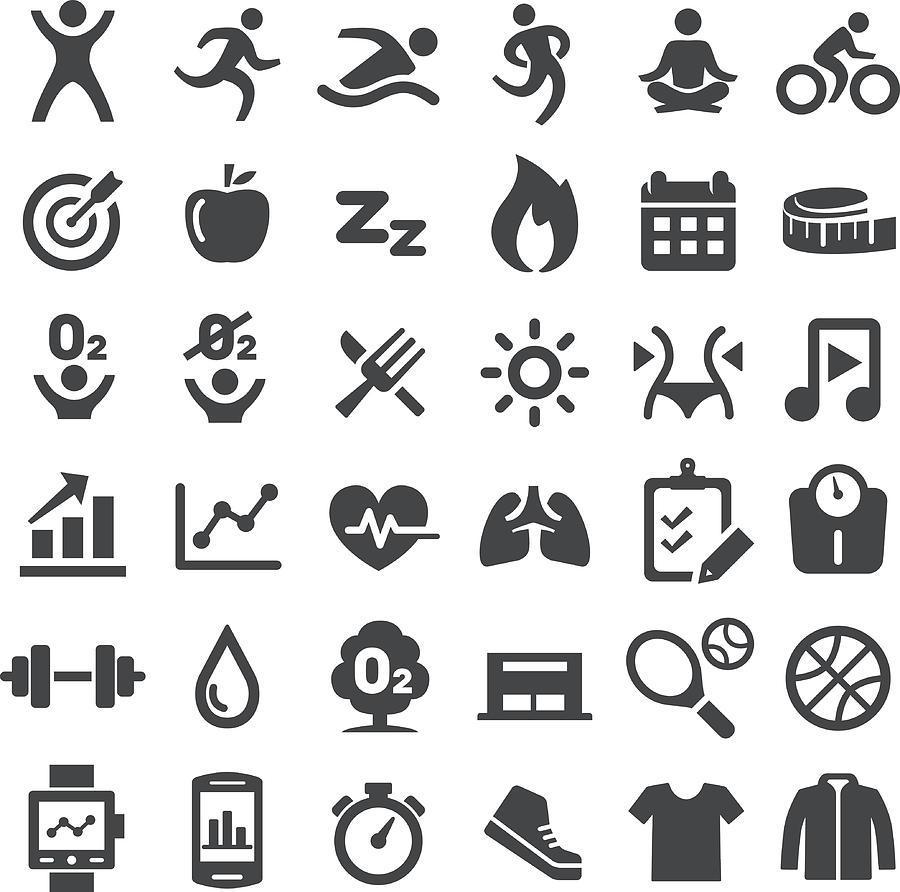 Fitness Icons Set - Big Series Drawing by -victor-