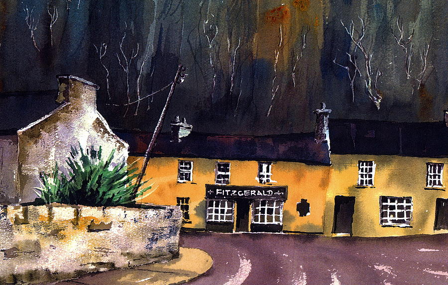 FitzGeralds Pub Avoca  Wicklow Painting by Val Byrne